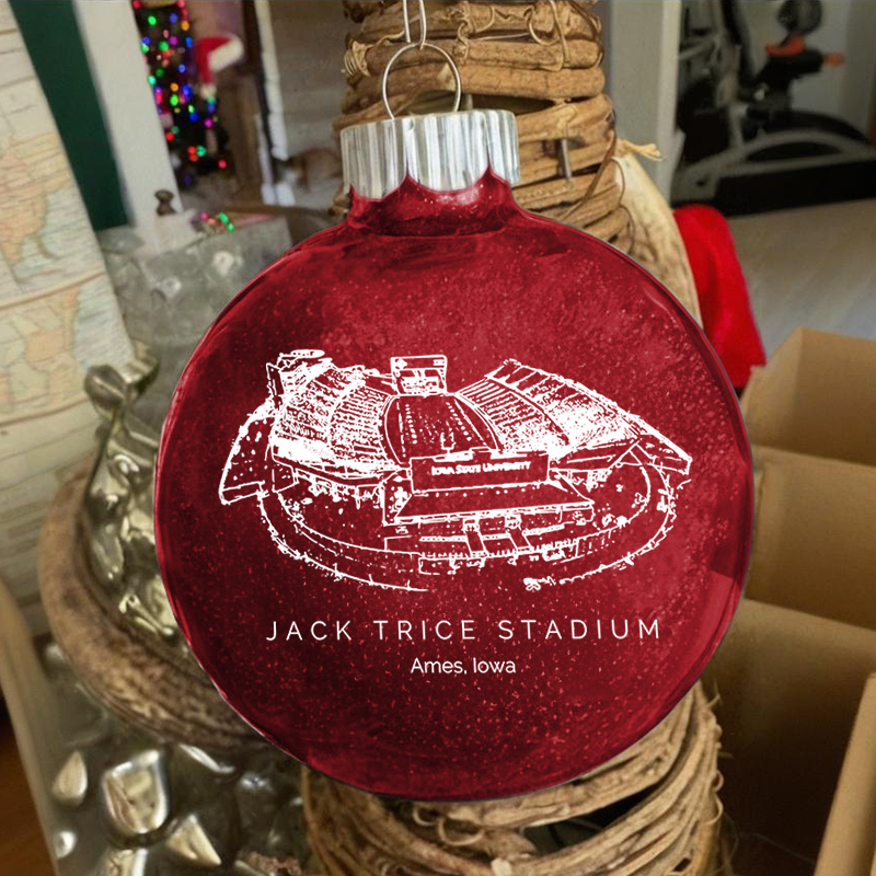 Personalized Jack Trice Stadium - Iowa State Cyclones football Christmas Glitter Ornament Ball, Xmas Football Stadium Ball