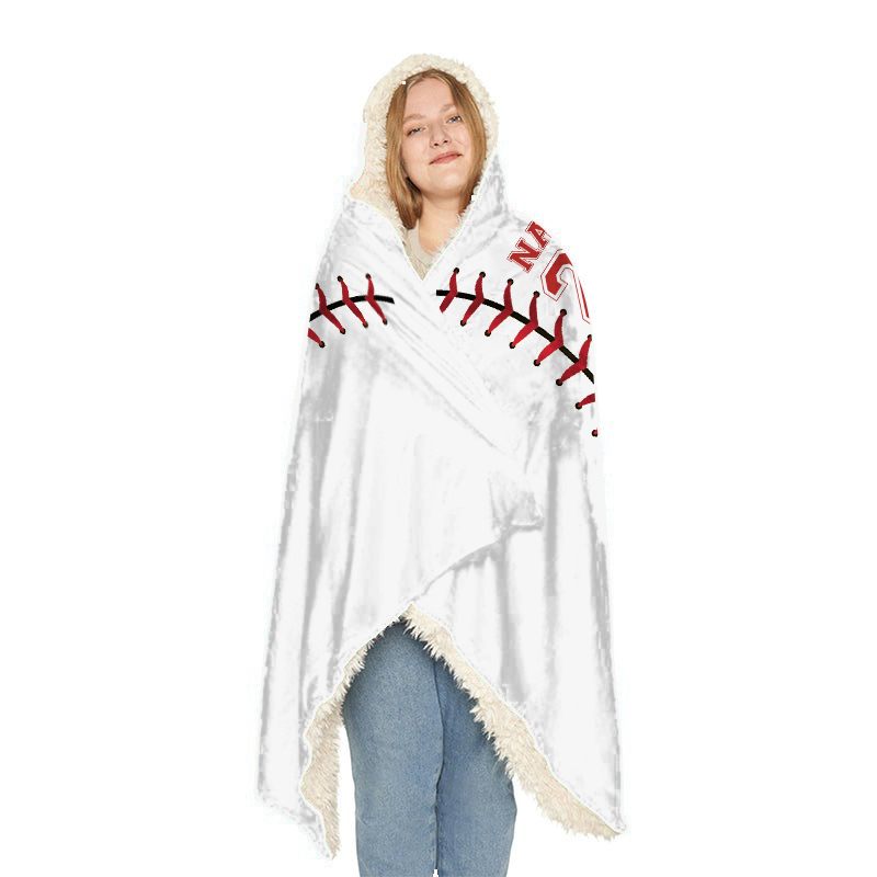 Hooded Fleece Blanket: Baseballs