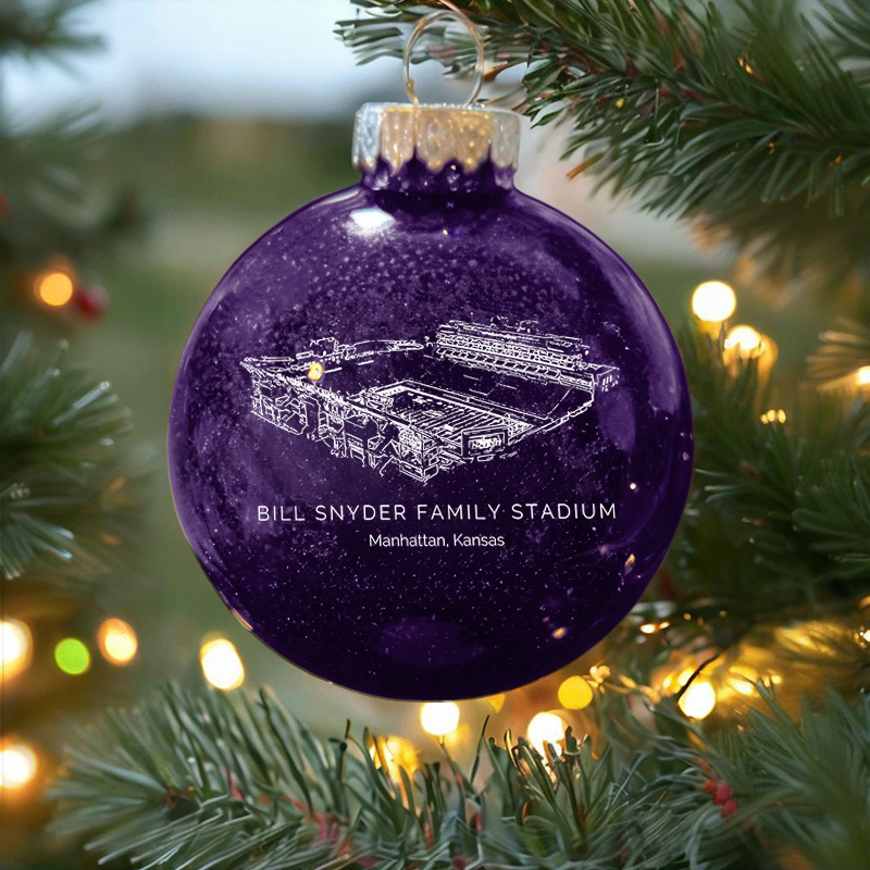 Personalized Bill Snyder Family Stadium - Kansas State Wildcats football Christmas Glitter Ornament Ball, Xmas Football Stadium Ball