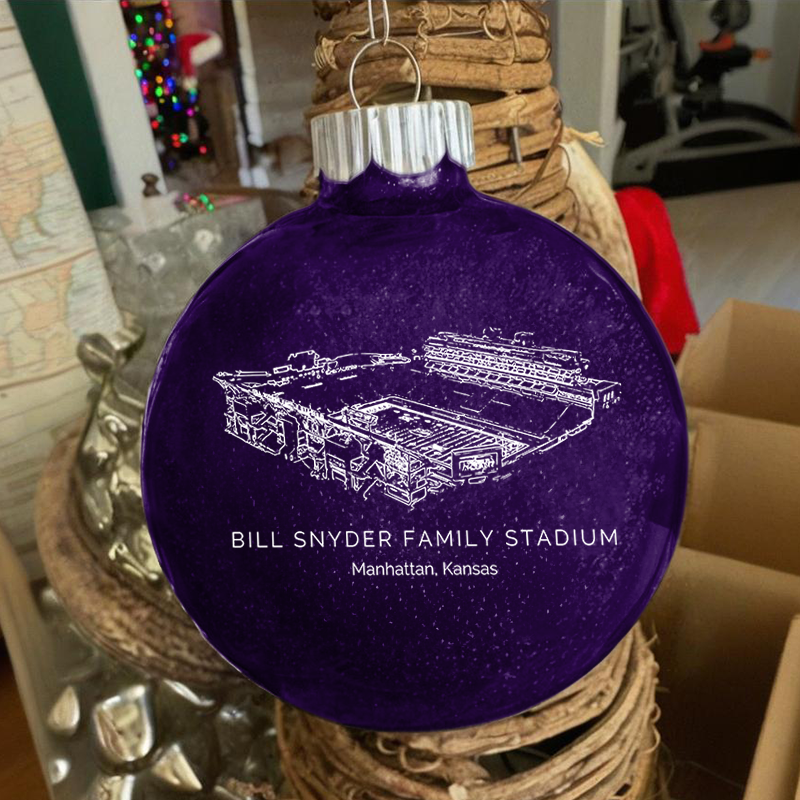 Personalized Bill Snyder Family Stadium - Kansas State Wildcats football Christmas Glitter Ornament Ball, Xmas Football Stadium Ball