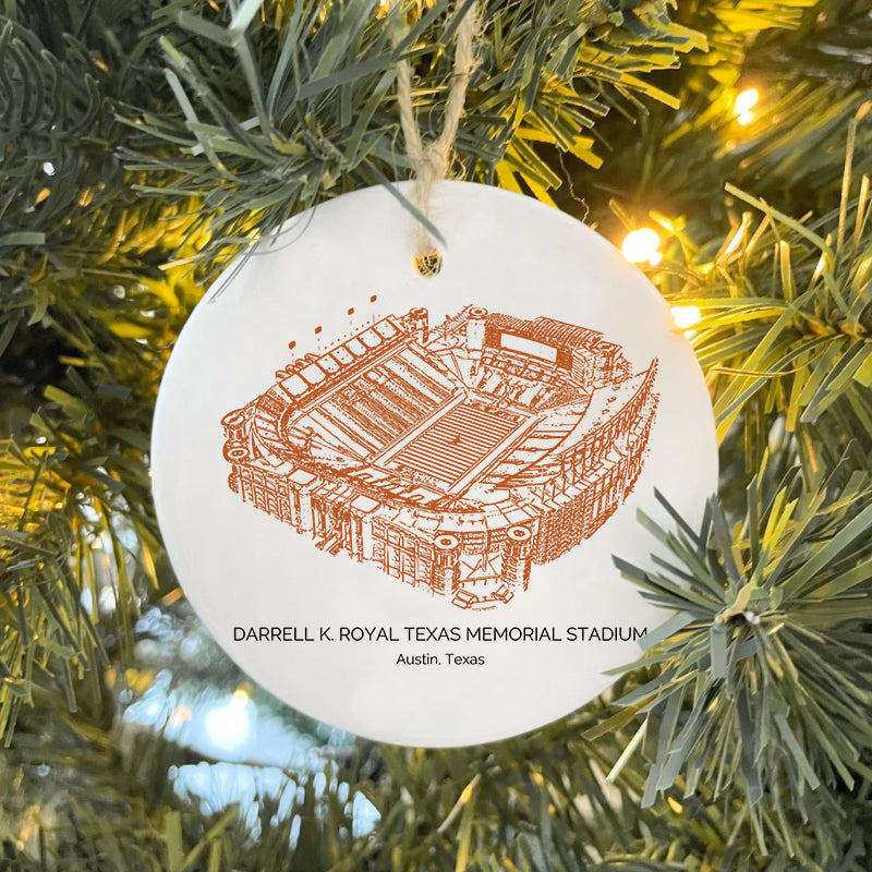 Darrell K Royal–Texas Memorial Stadium - Texas Longhorns football,College Football Ceramic Christmas Ornament