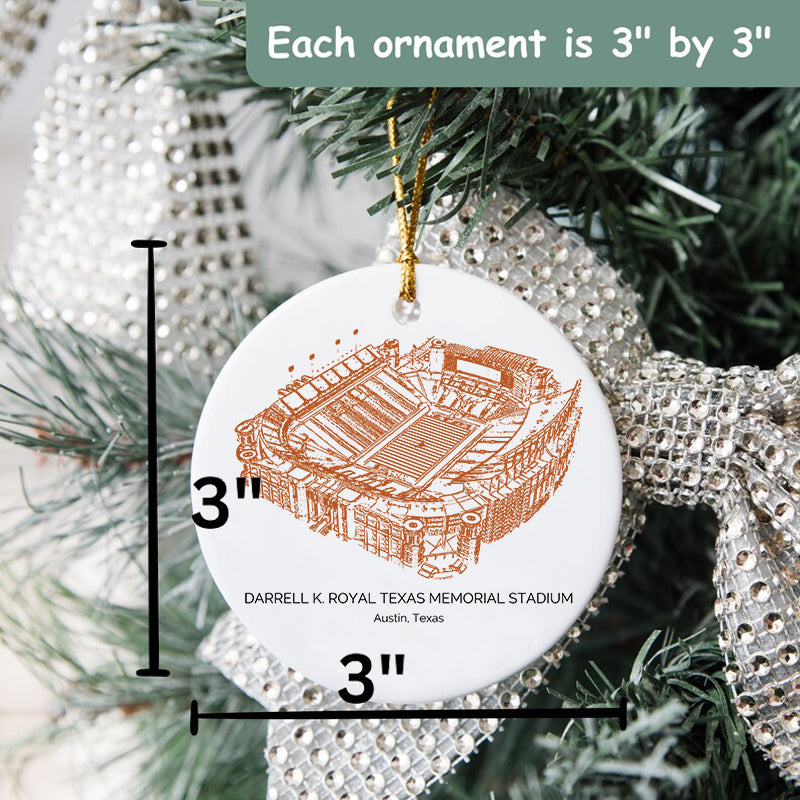 Darrell K Royal–Texas Memorial Stadium - Texas Longhorns football,College Football Ceramic Christmas Ornament