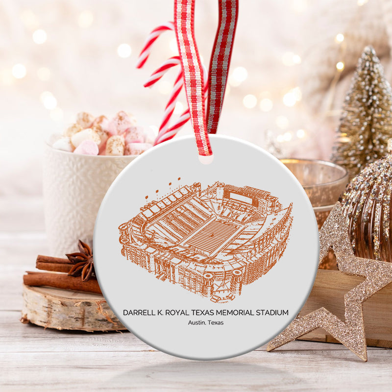 Darrell K Royal–Texas Memorial Stadium - Texas Longhorns football,College Football Ceramic Christmas Ornament