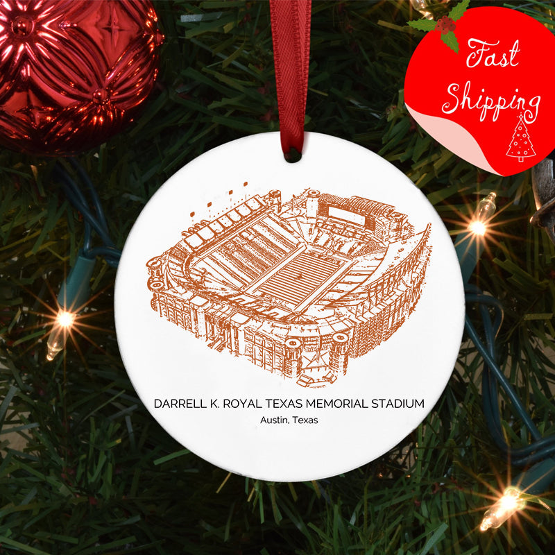 Darrell K Royal–Texas Memorial Stadium - Texas Longhorns football,College Football Ceramic Christmas Ornament