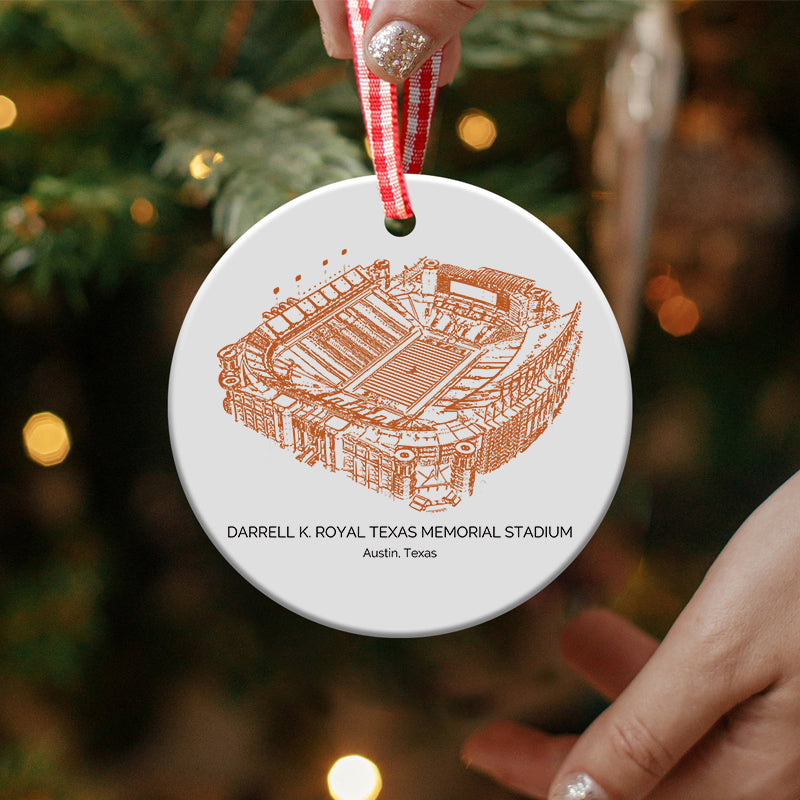 Darrell K Royal–Texas Memorial Stadium - Texas Longhorns football,College Football Ceramic Christmas Ornament