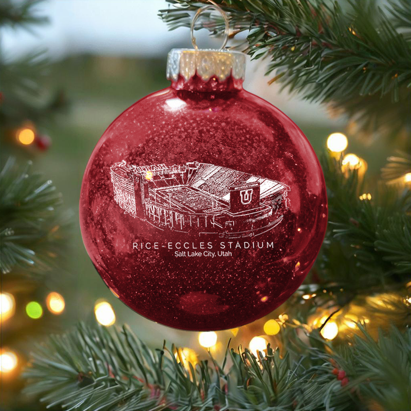 Personalized Rice–Eccles Stadium - Utah Utes football Christmas Glitter Ornament Ball, Xmas Football Stadium Ball