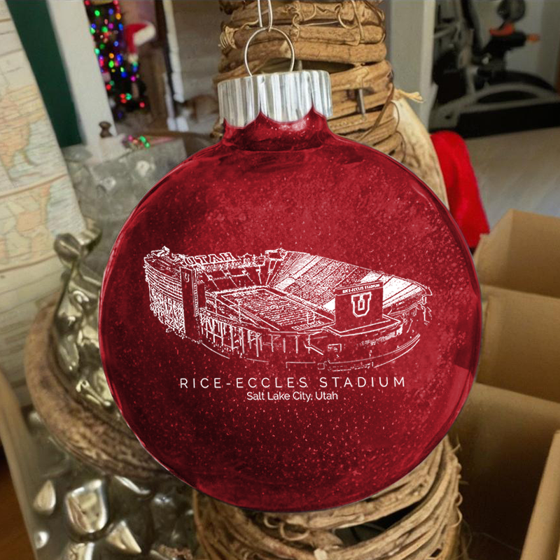 Personalized Rice–Eccles Stadium - Utah Utes football Christmas Glitter Ornament Ball, Xmas Football Stadium Ball