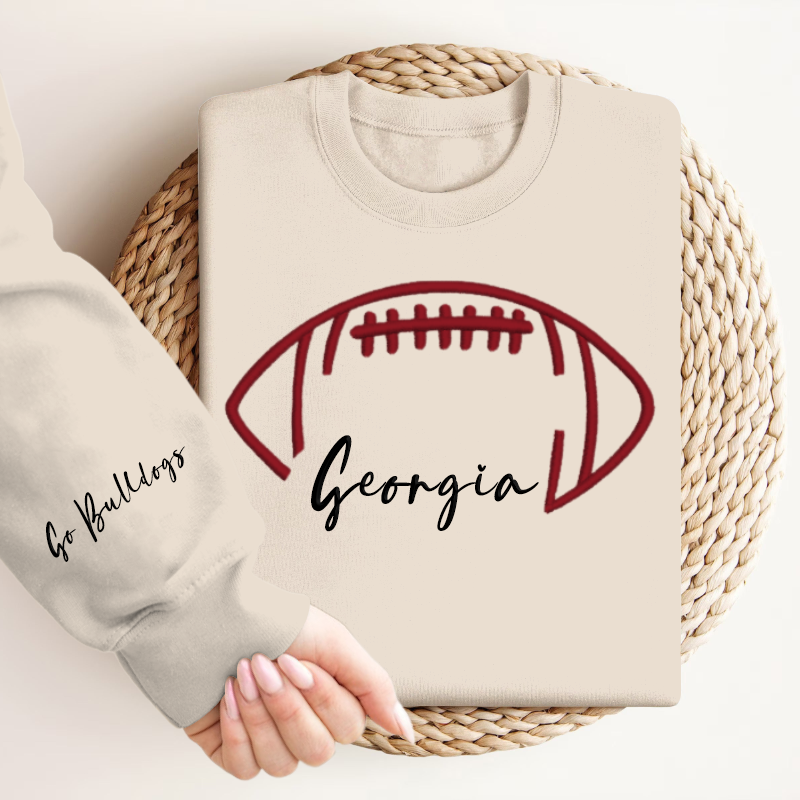 Embroidered Georgia Go Bulldogs Game Day Shirt, Tis The Season Shirt, Embroidered Fall Shirt, Touchdown Football Shirt Sweatshirt