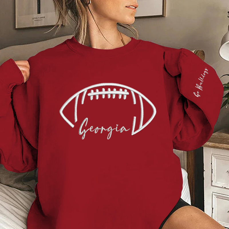 Embroidered Georgia Go Bulldogs Game Day Shirt, Tis The Season Shirt, Embroidered Fall Shirt, Touchdown Football Shirt Sweatshirt