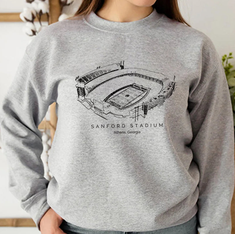 Sanford Stadium Sketch University of Georgia Unisex Crewneck Sweatshirt