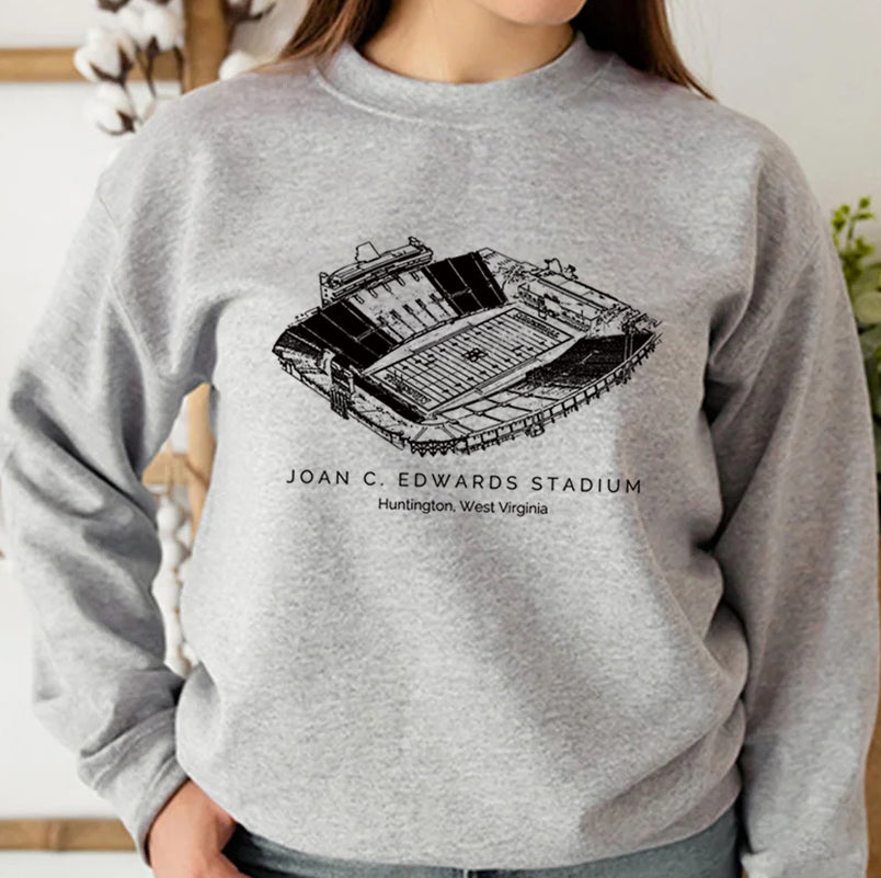 Joan C. Edwards Stadium Sketch Marshall University Unisex Crewneck Sweatshirt