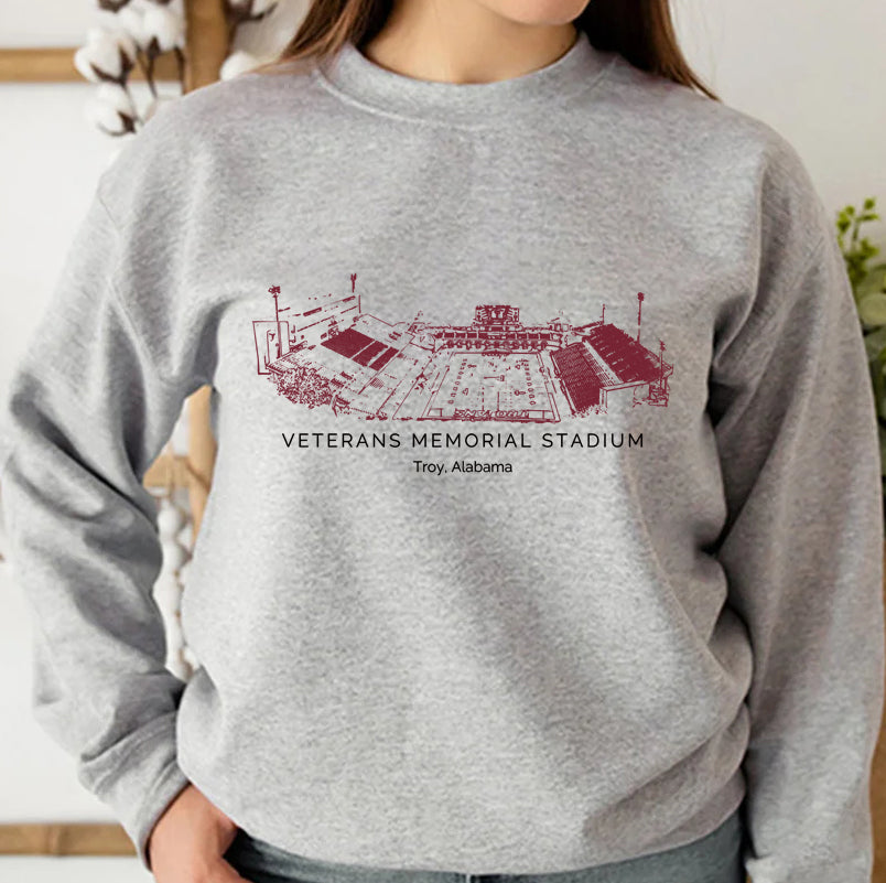 Troy University Veterans Memorial Stadium Unisex Crewneck Sweatshirt