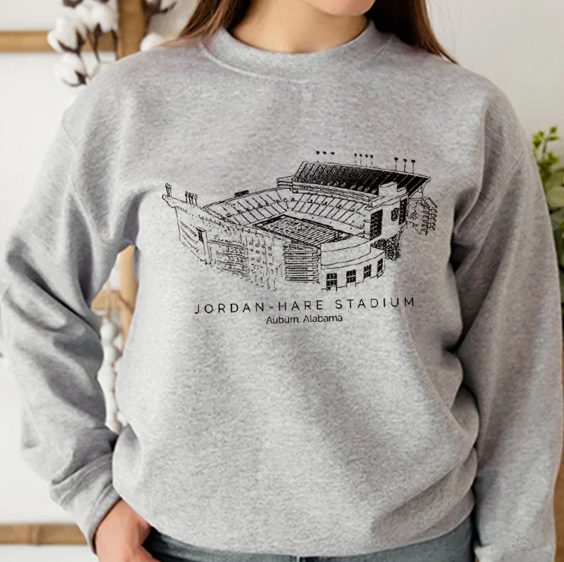 Jordan-Hare Stadium Sketch Auburn University Unisex Crewneck Sweatshirt