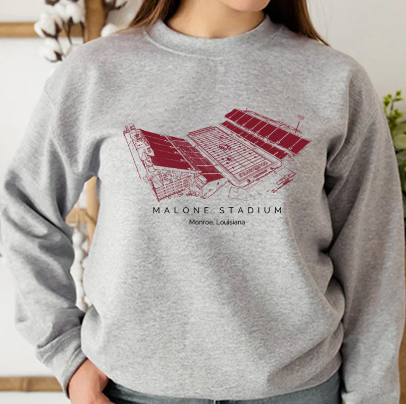 JPS Field at Malone Stadium University of Louisiana at Monroe Unisex Crewneck Sweatshirt