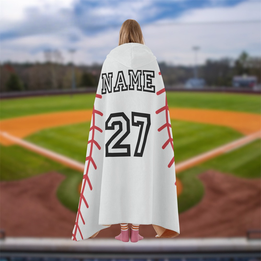 Personalized Customized Baseball Hooded Blanket Personalized Gift