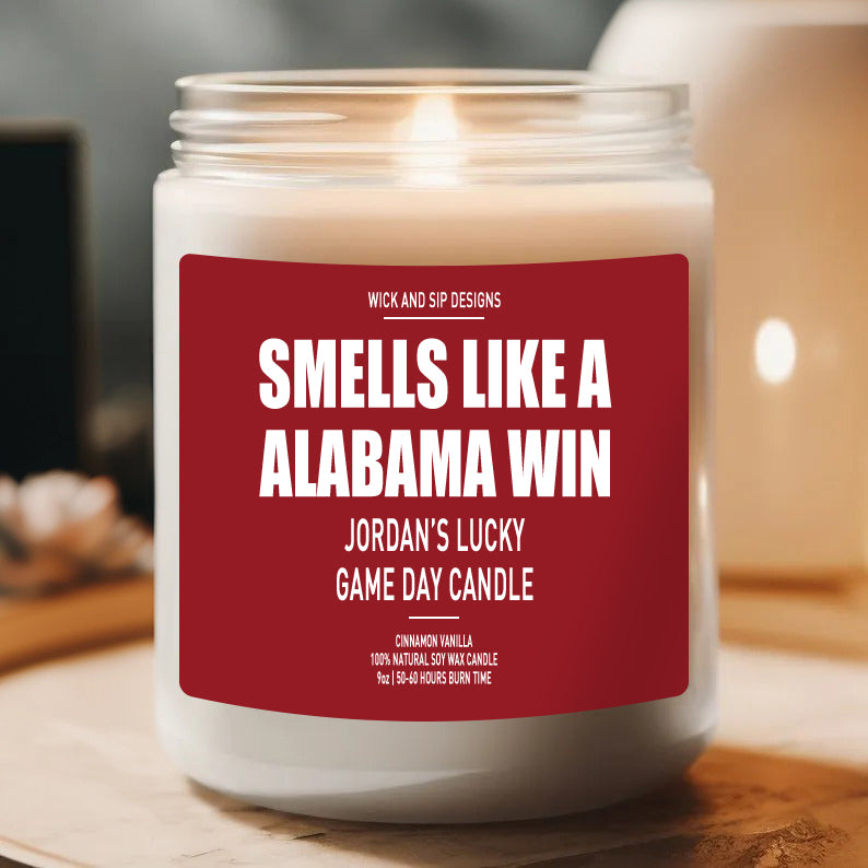 Personalized Smells like A Crimson Tide Win Candle, Custom Alabama Candle, Gift for Crimson Tide Fan, Lucky Game Day Candle, Man Cave