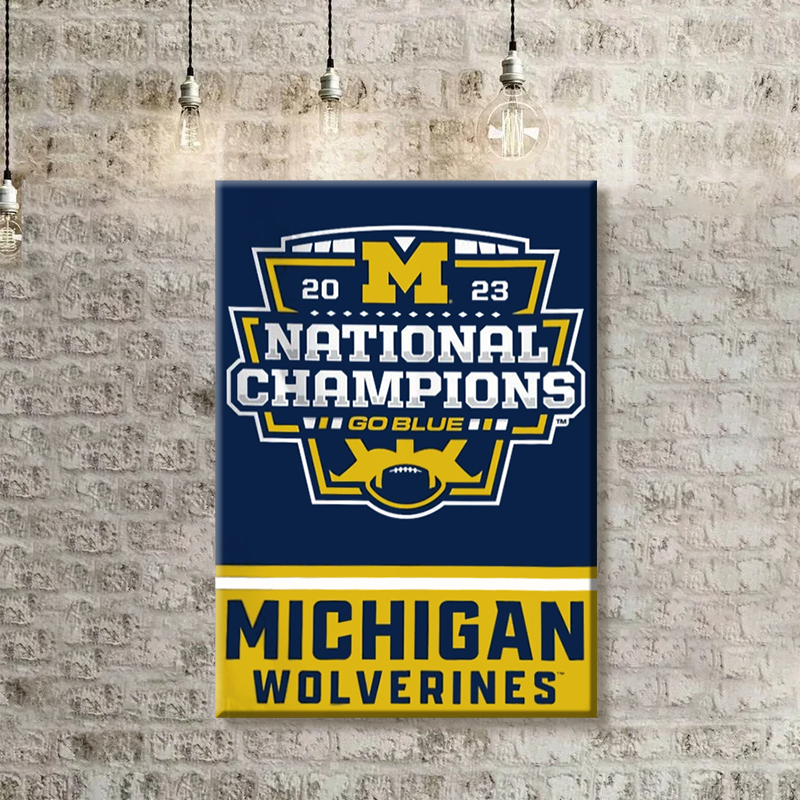 Michigan Team University Wolverines 2023 Football Playoff National Champions Man Cave, College Football Frame