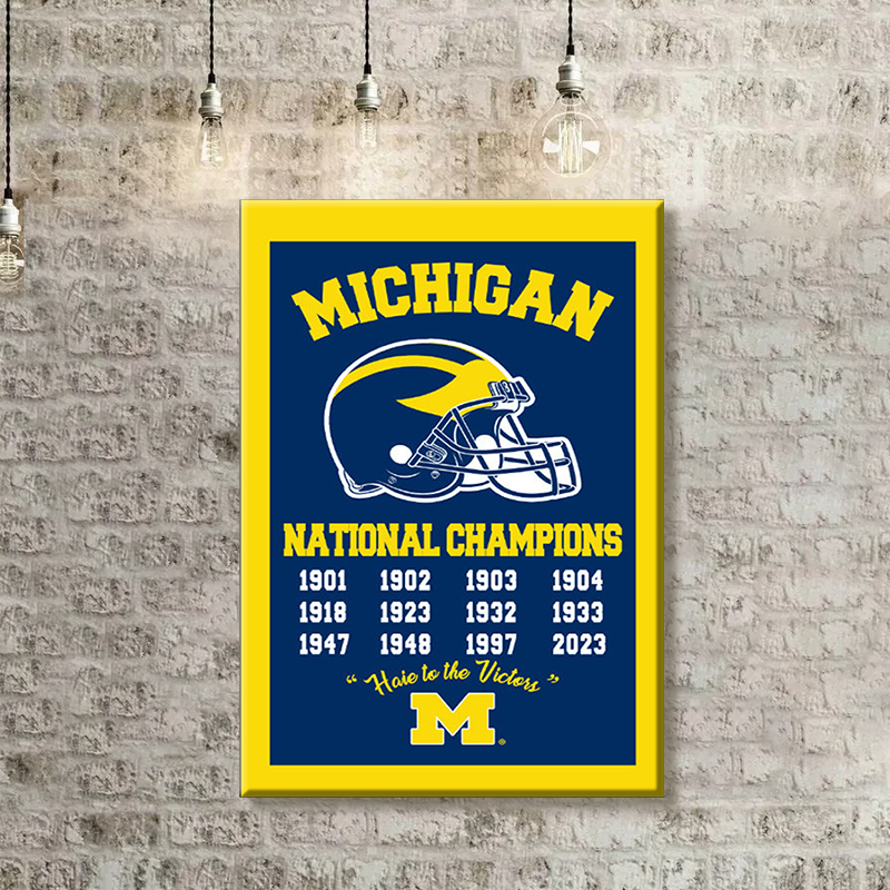 Michigan Team University Wolverines 2023 Football Playoff National Champions Man Cave, College Football Frame