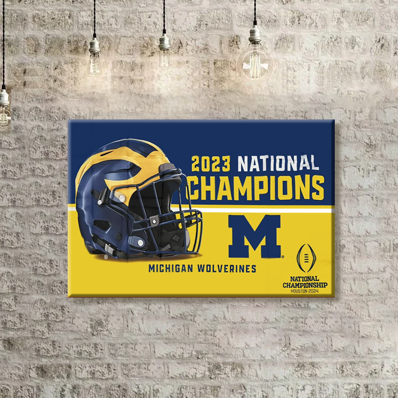 Michigan Team University Wolverines 2023 Football Playoff National Champions Man Cave, College Football Frame