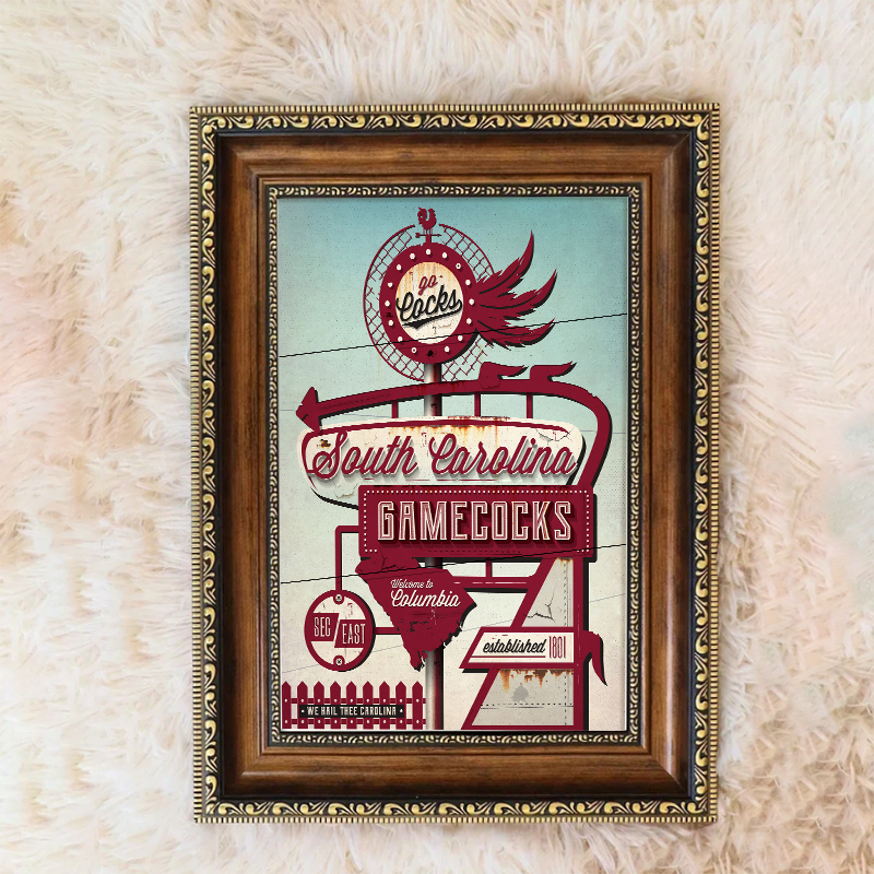 South Carolina Gamecocks College Football Team Vintage Poster/Canvas/Frame