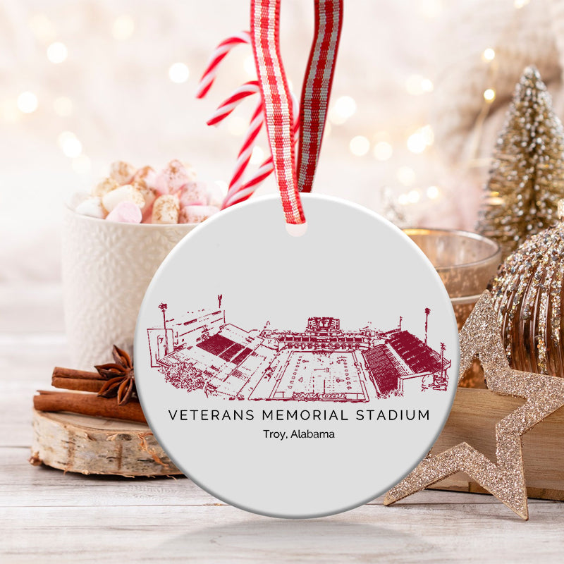 Veterans Memorial Stadium - Troy Trojans football,College Football Ceramic Christmas Ornament