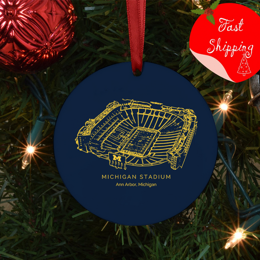 Michigan Stadium - Michigan Wolverines football, College Football Ceramic Christmas Ornament