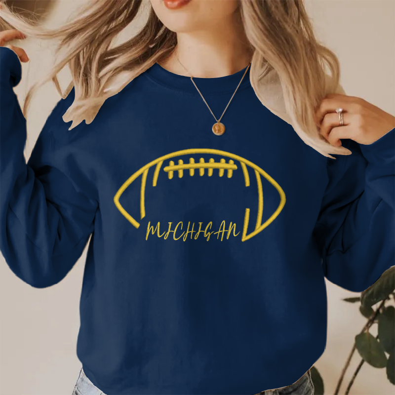 Embroidered Michigan Go blue Game Day Shirt, Tis The Season Shirt, Embroidered Fall Shirt, Touchdown Football Shirt Sweatshirt