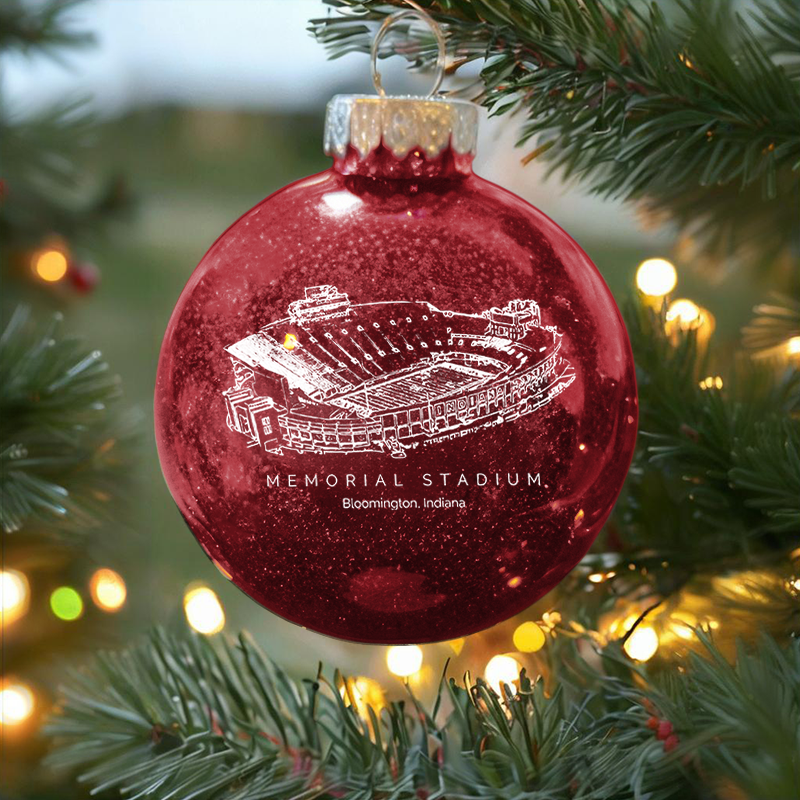 Personalized Memorial Stadium (Indiana) - Indiana Hoosiers football Christmas Glitter Ornament Ball, Xmas Football Stadium Ball