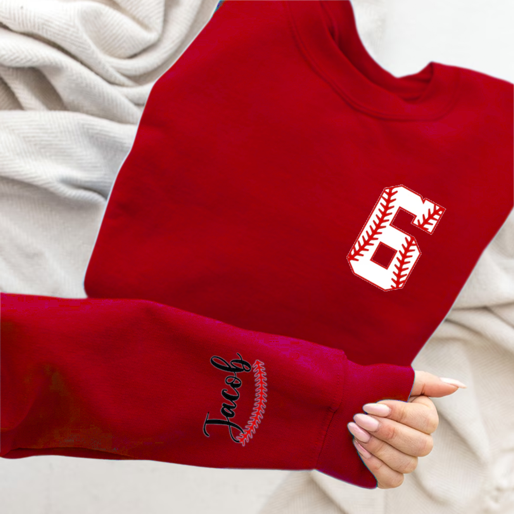 Baseball Stitch Sweatshirt, Custom Baseball Mom Sweatshirt, Baseball Number Sweatshirt, Your Name Baseball Sweatshirt, Baseball Season