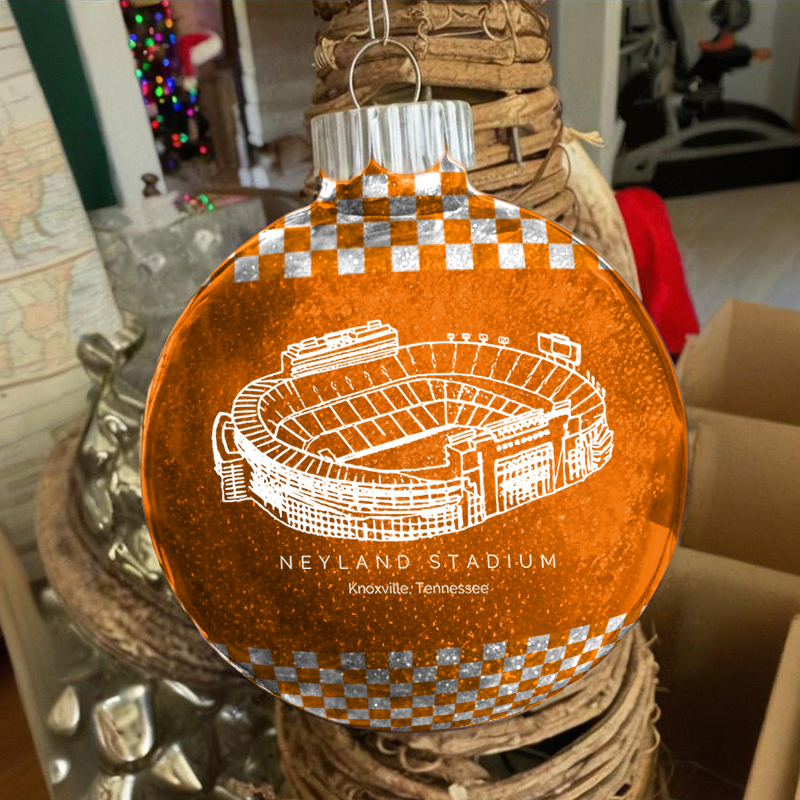 Personalized Neyland Stadium - Tennessee Volunteers football Christmas Glitter Ornament Ball, Xmas Football Stadium Ball