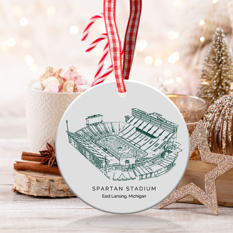 Spartan Stadium - Michigan State Spartans football,College Football Ceramic Christmas Ornament