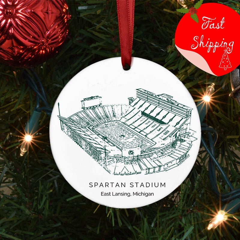 Spartan Stadium - Michigan State Spartans football,College Football Ceramic Christmas Ornament