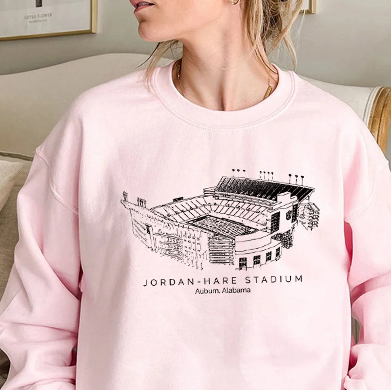 Jordan-Hare Stadium Sketch Auburn University Unisex Crewneck Sweatshirt