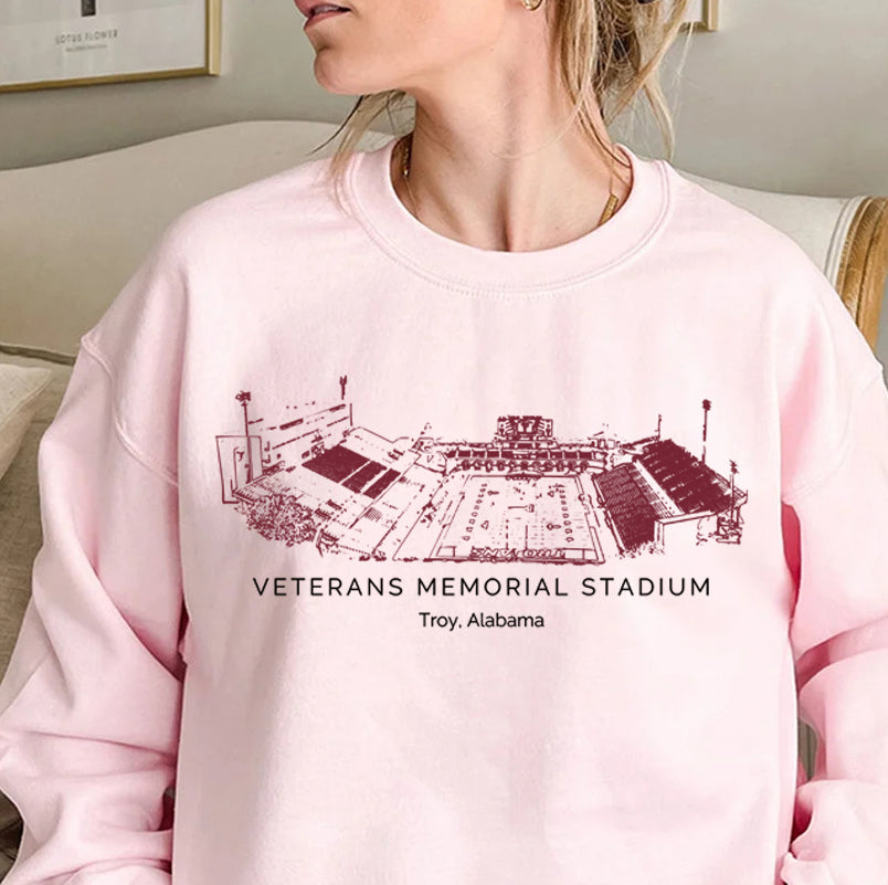 Troy University Veterans Memorial Stadium Unisex Crewneck Sweatshirt