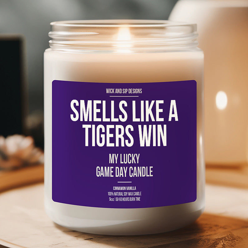 Personalized Smells like A Tigers Win Candle, Custom LSU Candle, Gift for LSU Football Fan, Lucky Game Day Candle for LSU Fan, Man Cave