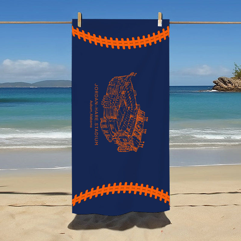 Jordan-Hare Stadium - Auburn Tigers football,College Football Beach Towel