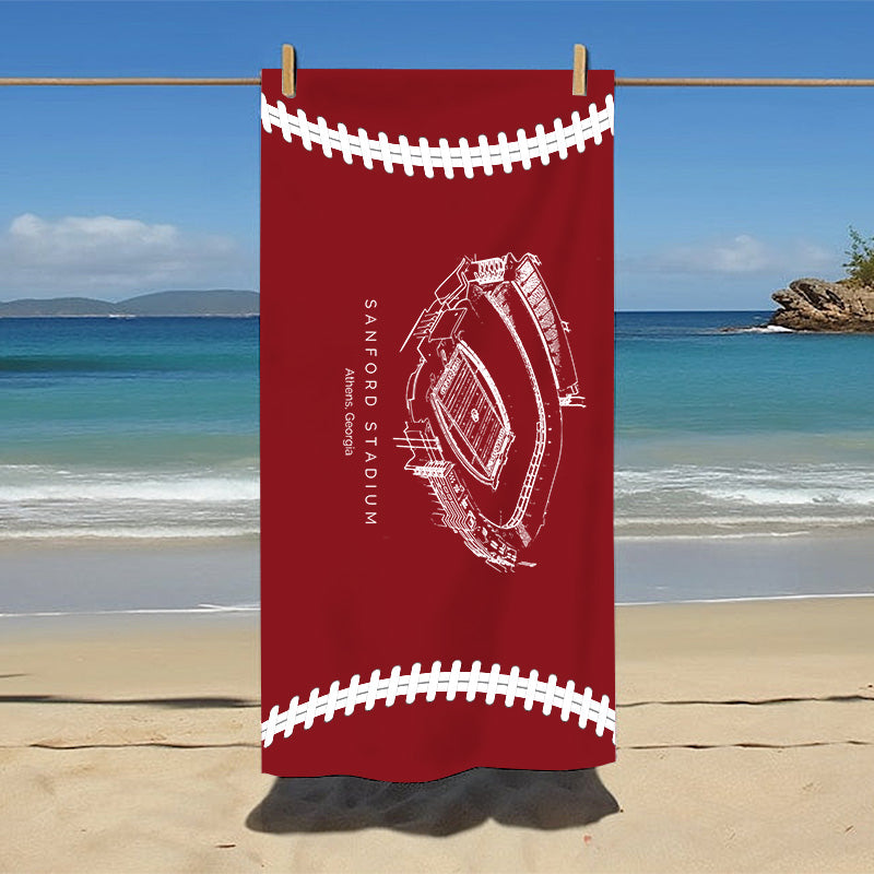 Sanford Stadium - Georgia Bulldogs football, College Football Beach Towel