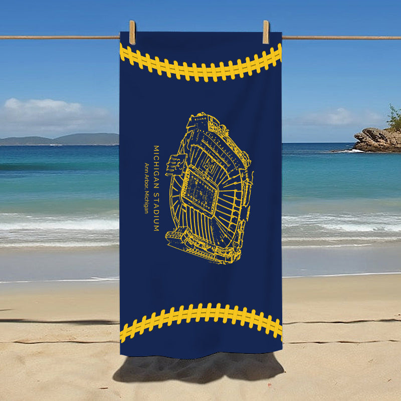 Michigan Stadium - Michigan Wolverines football, College Football Beach Towel