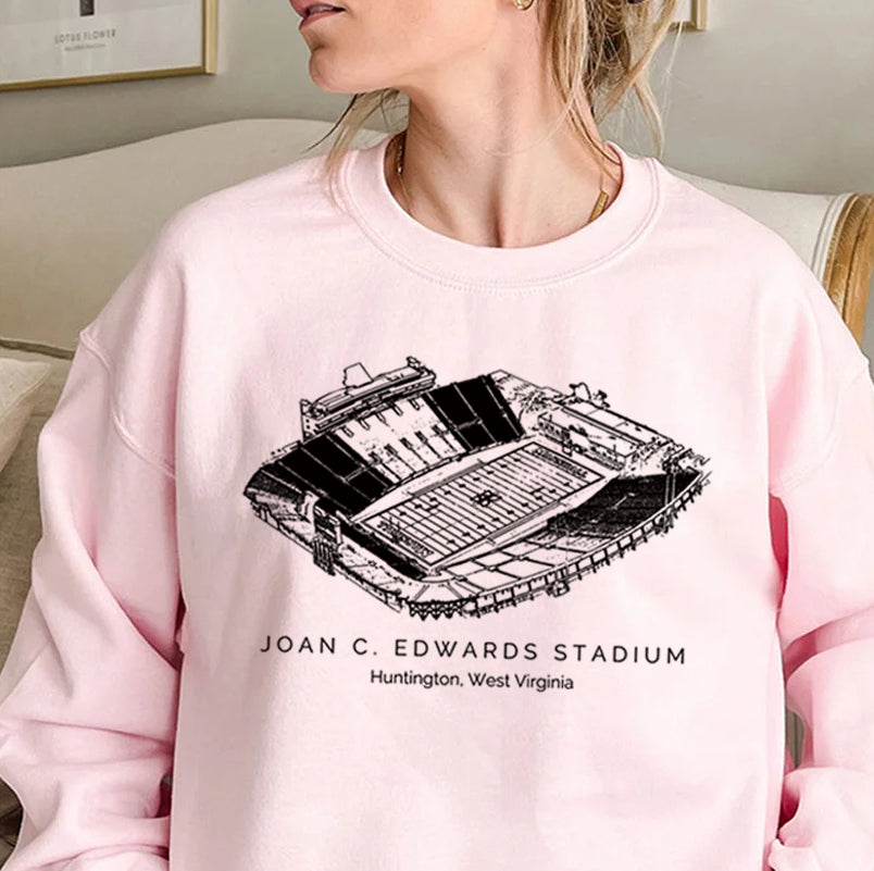 Joan C. Edwards Stadium Sketch Marshall University Unisex Crewneck Sweatshirt