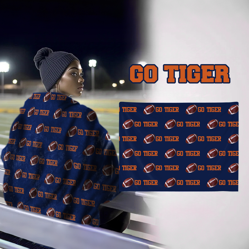 Personalized GO Tiger Football Bleacher Blanket