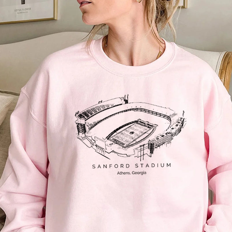 Sanford Stadium Sketch University of Georgia Unisex Crewneck Sweatshirt