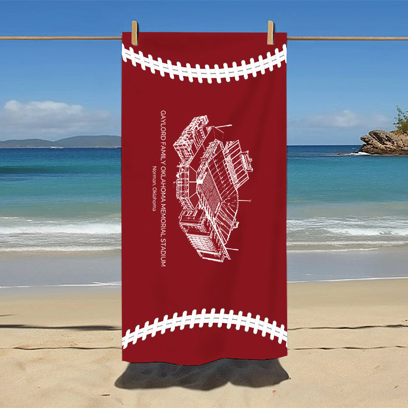 Gaylord Family Oklahoma Memorial Stadium - Oklahoma Sooners football, College Football Beach Towel