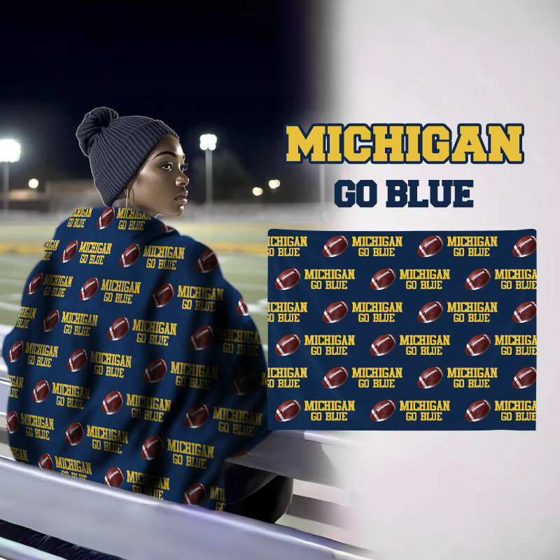 Personalized Michigan Go blue Football Bleacher Blanket