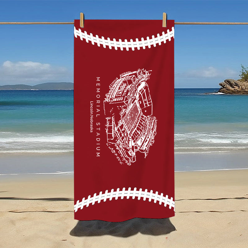 Memorial Stadium (Lincoln) - Nebraska Cornhuskers football, College Football Beach Towel