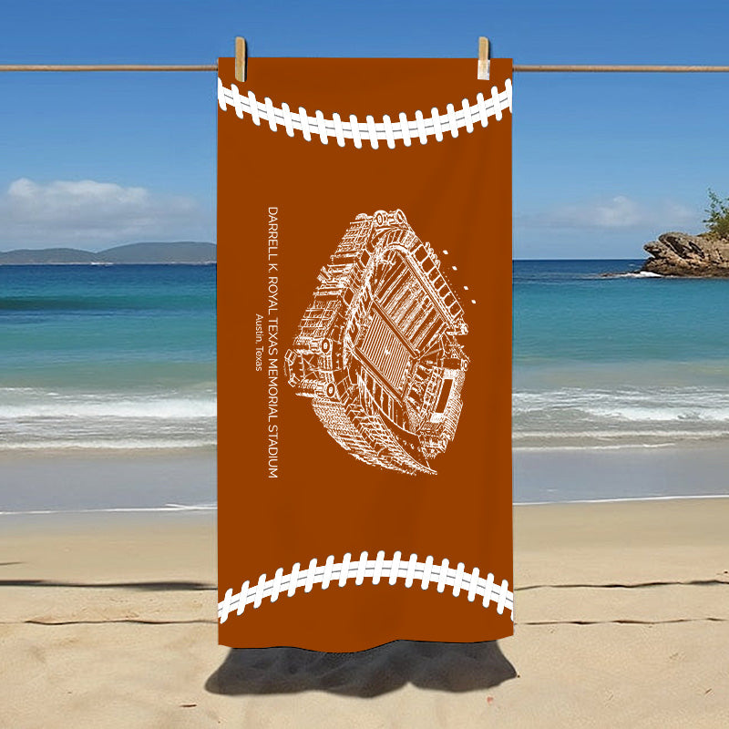 Darrell K Royal–Texas Memorial Stadium - Texas Longhorns football,College Football Beach Towel