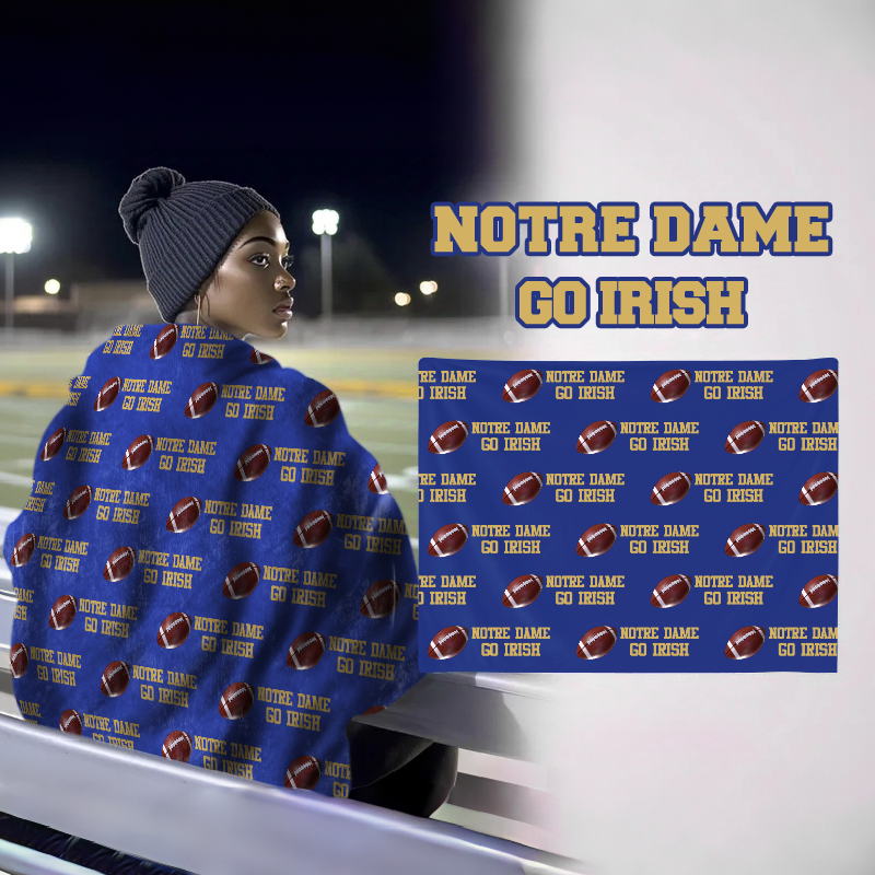 Personalized Notre Dame Go Irish Football Bleacher Blanket