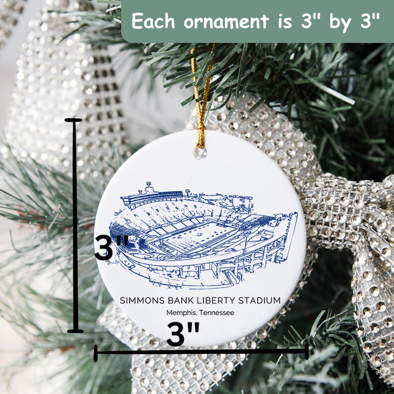 Simmons Bank Liberty Stadium- Memphis Tigers football,College Football Ceramic Christmas Ornament