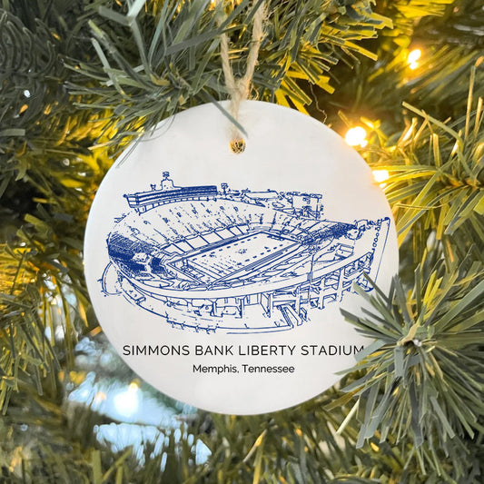 Simmons Bank Liberty Stadium- Memphis Tigers football,College Football Ceramic Christmas Ornament