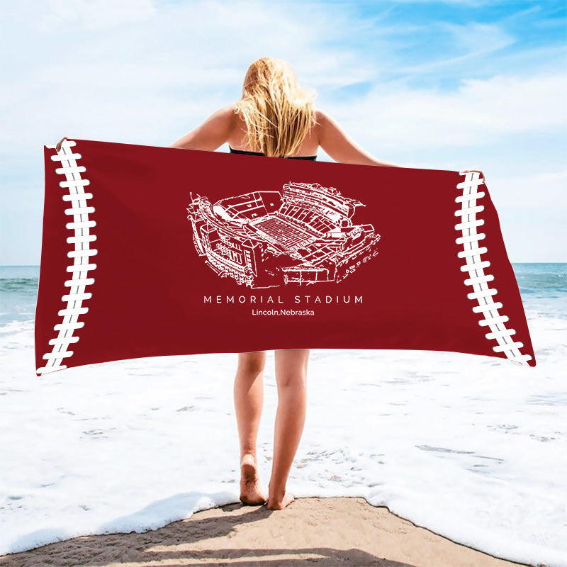 Memorial Stadium (Lincoln) - Nebraska Cornhuskers football, College Football Beach Towel