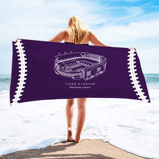 Tiger Stadium (LSU) - LSU Tigers football, College Football Beach Towel